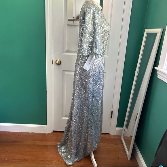Light Aqua Sequin Long Gown, Mother of Bride/Groom 4 NWT - Picture 4 of 13